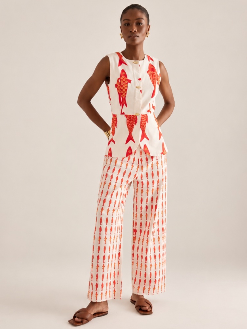 NWT Never Fully Dressed x Caetana Marina Fish Print Matching Set US 10 Petite